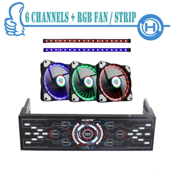 

ALSEYE Computer Fan Controller with LED RGB Fan & RGB Strip Set, 1100RPM Color Variable Cooling Fans, Dual Strips for Computer