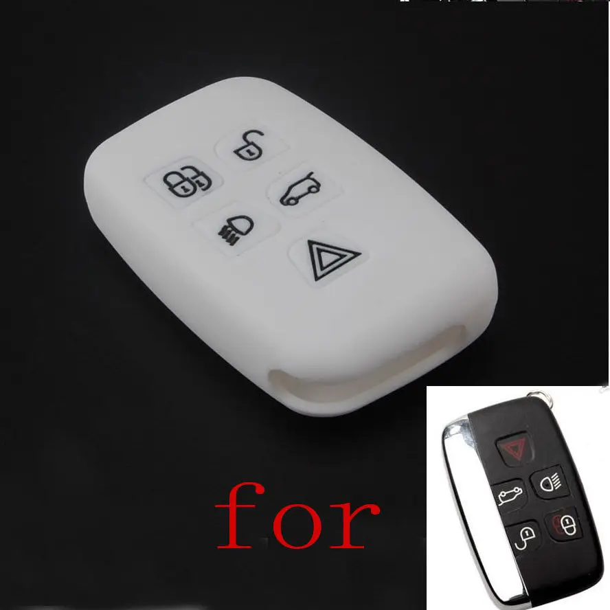 

White Silicone 5 Button Car Smart Remote Key Case Skin Cover for Jaguar XJ XF Rang Rover