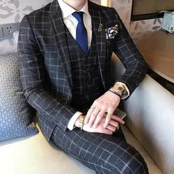 Vestito Uomo Elegante костюм Homme Mariage 2018 плед итальянские Костюмы для мужские Куртки мужские Нарядные Костюмы для свадьбы ternos Slim Fit