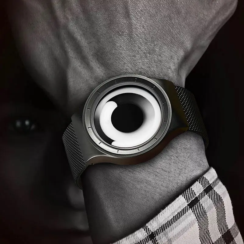 

Unique Designer Watch Men Creative quality Stainless Steel Mesh Band Modern Trend Sport Black Wrist Watch Male Clock