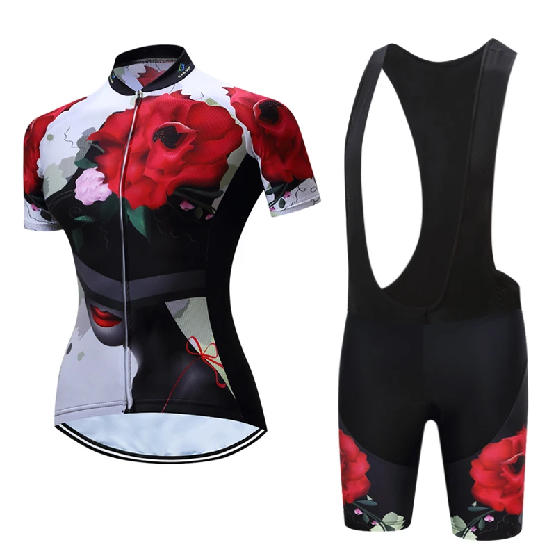 Women Bicycle Jersey Bib Short Bike Jerseys Set Road Track MTB Race Cut