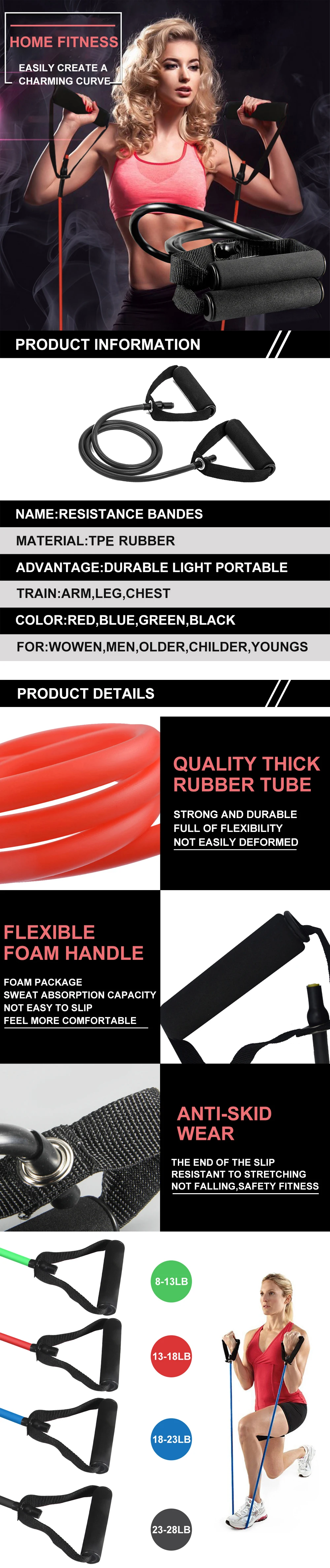 Yoga Pull Rope Elastic Resistance Bands Fitness Workout Sports Bands Yoga Rubber Tensile Pull Rope Expander banda elastica 120cm20