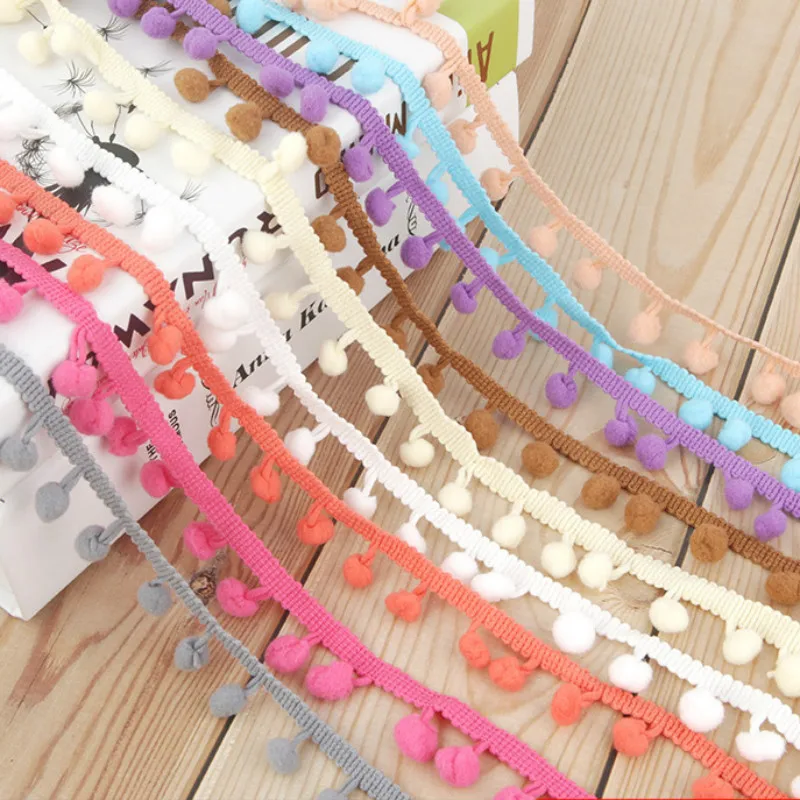 

18 Meters Braided Polyester Lace Ribbon Fabric Hairball Trim Tassel Lace Fabric Curtain Pillow Decoration Accessories By Meters