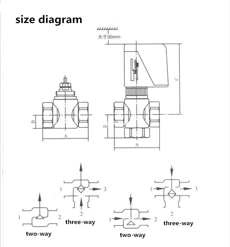 Синхронный двигатель электрический двухсторонний трехходовой клапан DN15/20/25 1/2 ''3/4 ''1