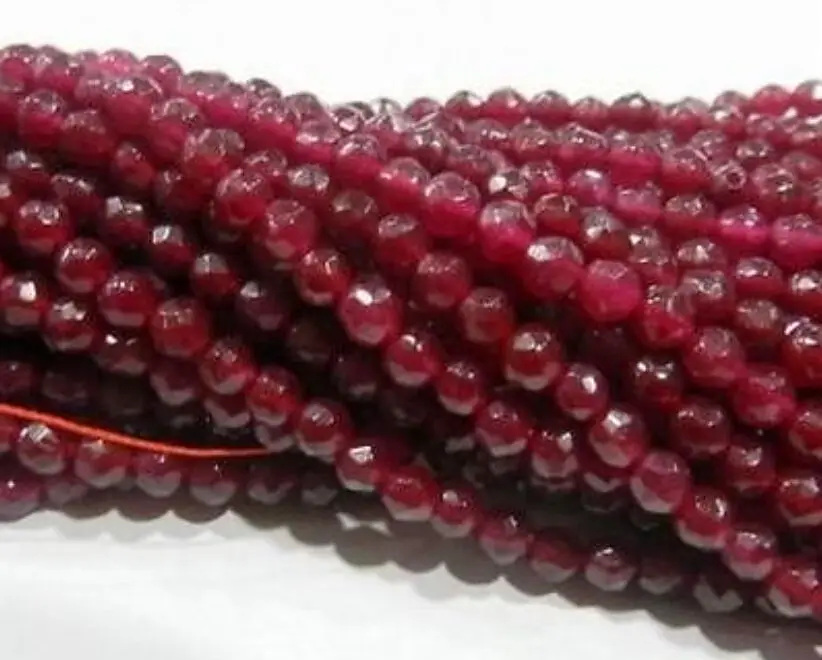 

DD AAA+++ Natural 4mm Faceted Brazil Red Ruby s Loose Beads 15" #@