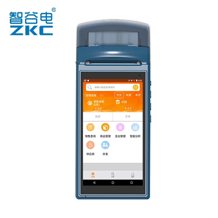 ZKC5501 Android Wifi Bluetooth ручной Pos PDA встроенный 58 мм принтер с 5 дюймовым сенсорным