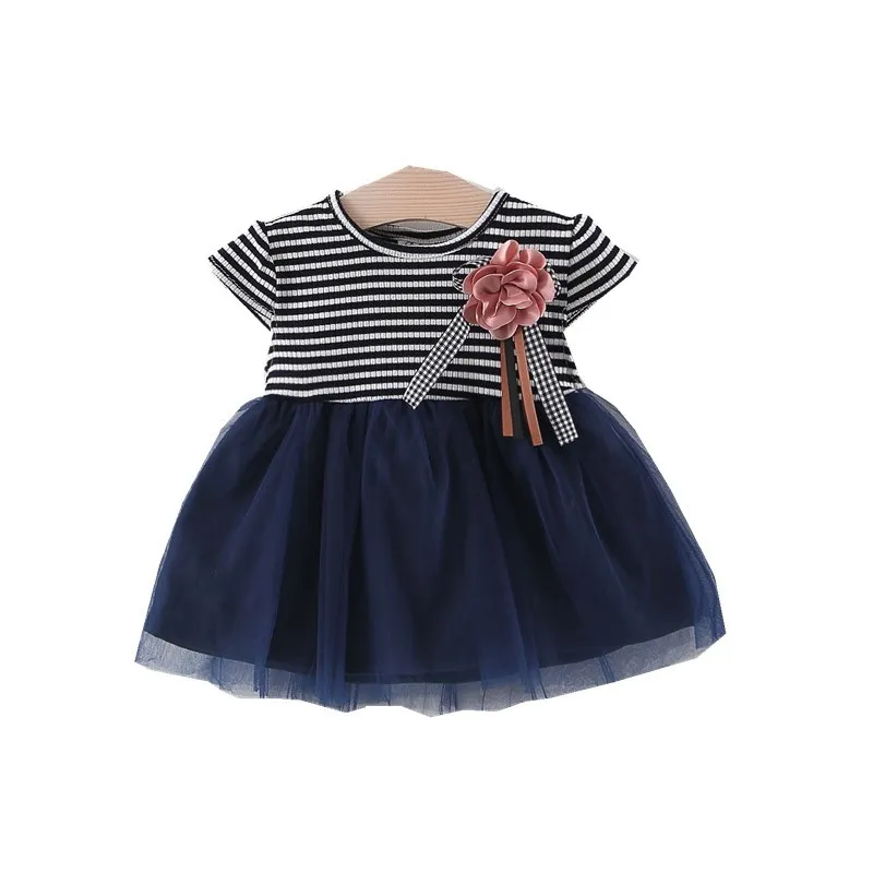 

BibiCola Summer Baby Girl Dress Toddler Clothes Casual Stripe Lace Dress For Wedding Party Wear Girls Clothing Kids Clothes