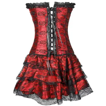 

Sexy Overbust Corset And Bustier Lace Evening Women Casual Dress Push Up Gothic Corset Dress With Skirts Bustiers Tops Plus Size