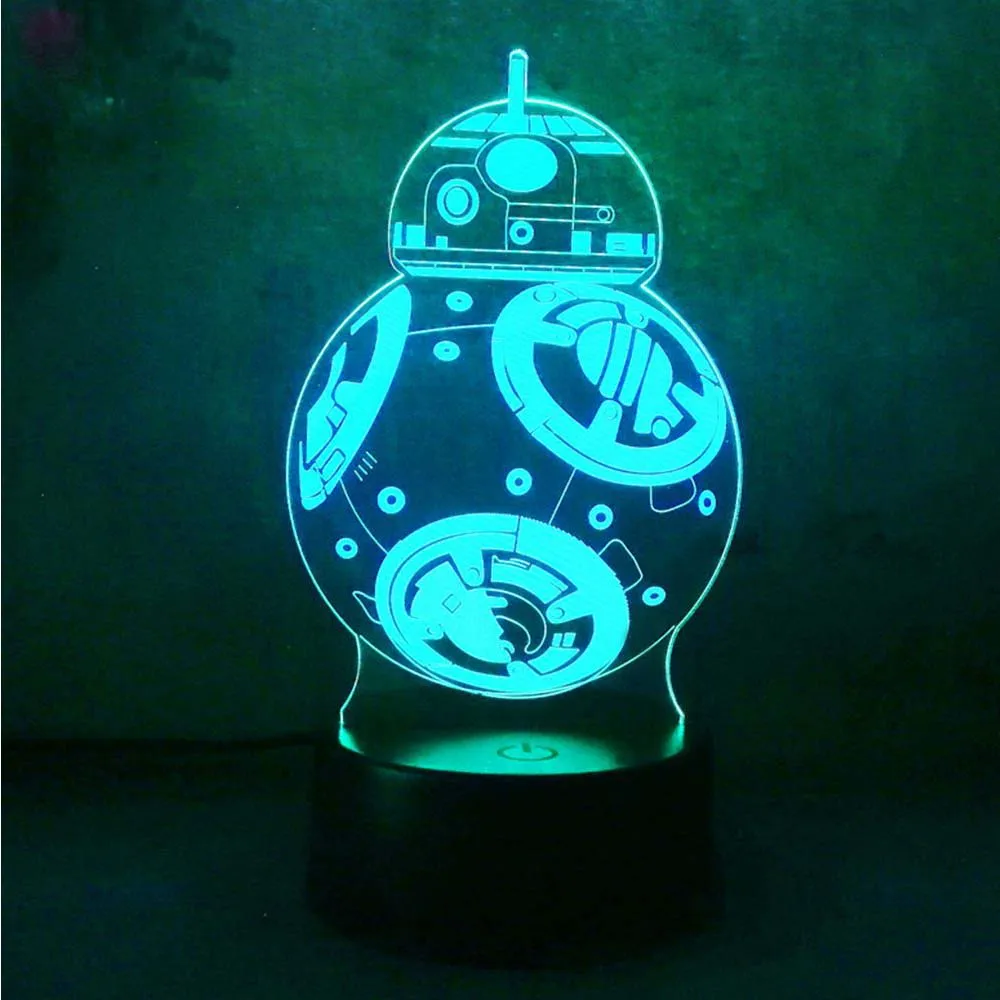 Новый 2019 3D Звездные войны BB8 робот светодиодный ночник 7 цветов настольная лампа