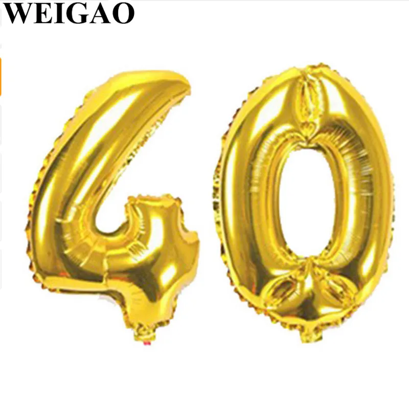 WEIGAO 30/40/50/60th латексные шары для взрослых Декор ко дню рождения конфетти воздушные шары Юбилей День рождения украшения 30 лет воздушные шары - Цвет: 40 16inch