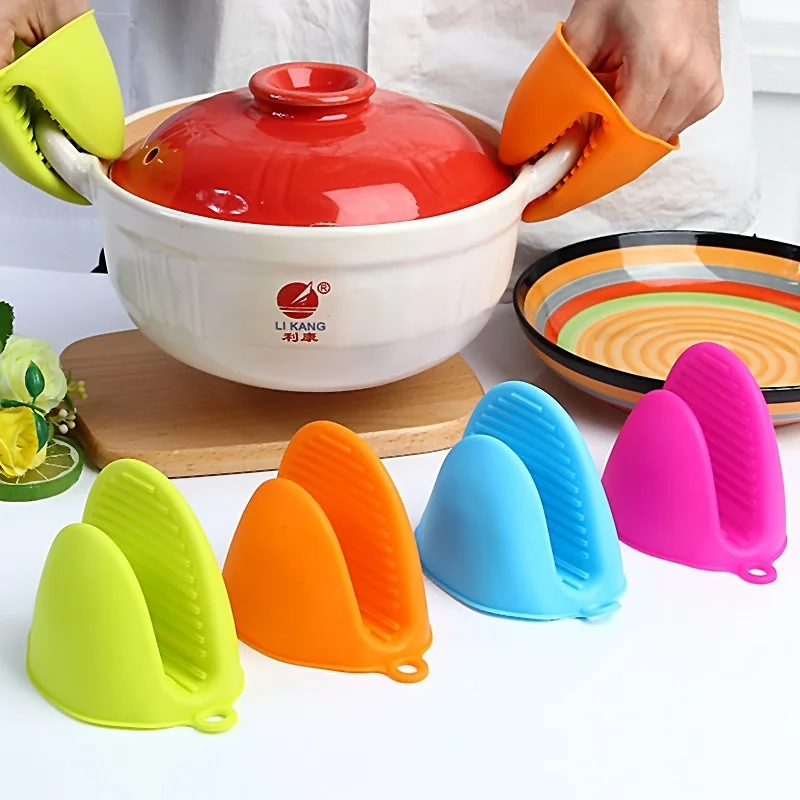 

2pcs Dishes Silicone Gloves Oven Heat Insulated Finger Gloves Cooking Microwave Non-slip Gripper Pot Holder Kitchen Silica