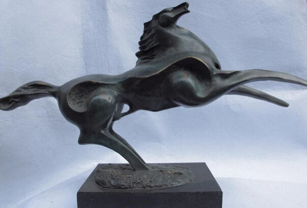 

150401 S0881 11 Western European Copper Bronze Marble Decoration Carving running Horse Statue discount 30% (C0324)