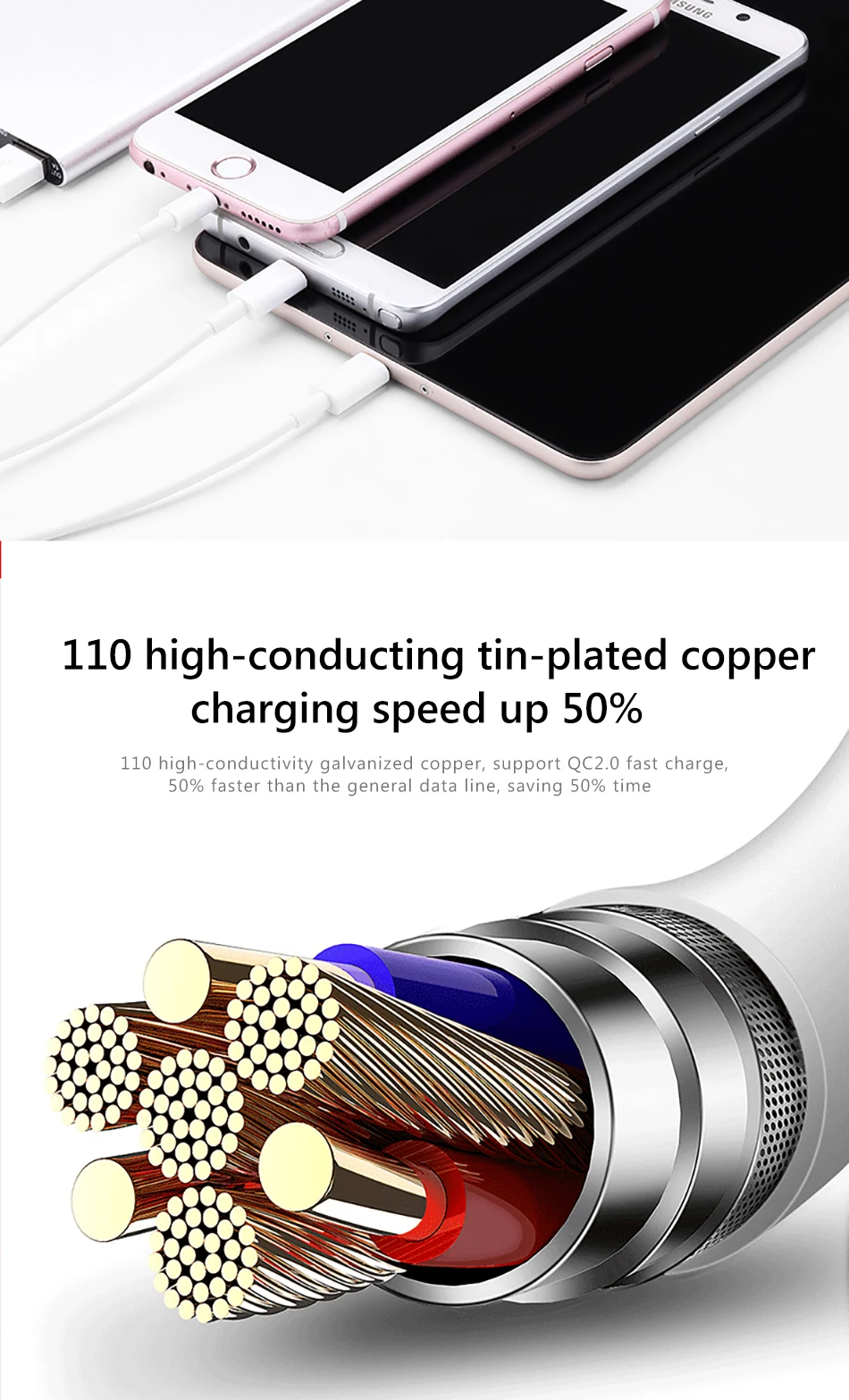 NOHON USB Phone Cables For iPhone 6 5s 7 8 Plus X XS Charging Type-C Micro USB For Samsung S8 S9 Note 8 3 in 1 Charging Cable (6)