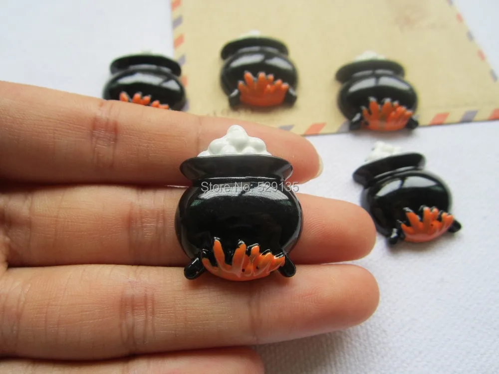 

Free Shipping! Halloween Witch Brew Pot Fire Party, Flatback Cabochon for Hair Bow Center, Scrapbooking(23*29mm)