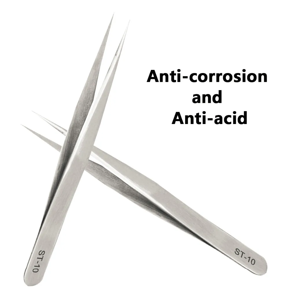 ST-10 нержавеющая сталь пинцет Электроника антистатические пинцеты набор для накладных ресниц Щипцы прецизионный инструмент для ремонта часов
