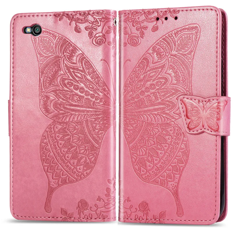 Pink 3D бабочка чехол-портмоне с откидной крышкой для Xiaomi Redmi 7A 6A 5 Plus 4A 4X Примечание 5A платье для детей 4, 5, 7, 6 Go Pro F1 Mi A1 5X A2 8 Lite 9 se 5A 6A крышка - Цвет: Pink