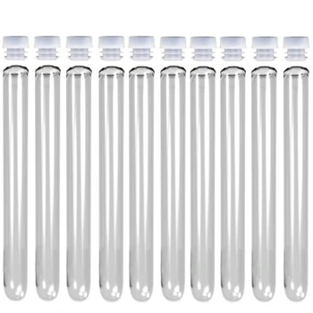 

Plastic Test Tube With Caps15x100mm -4-inch 11ml wall thickness1.0mm High Quality Clear Like Glass Pack Of 50