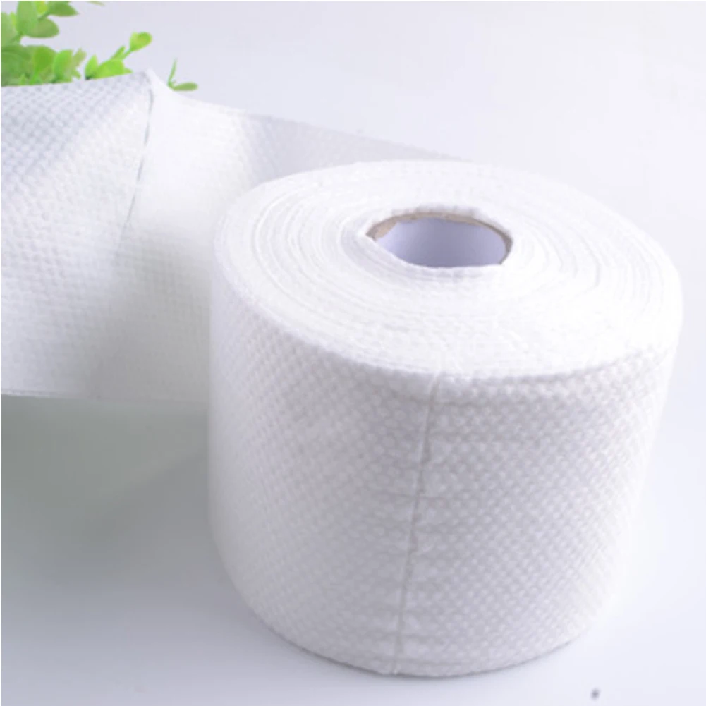 

1 Roll Cleansing Towel Face Tissue Wipe Perspiration Wash Towel Practical Makeup Clean Face White Disposable Soft Cotton Salon