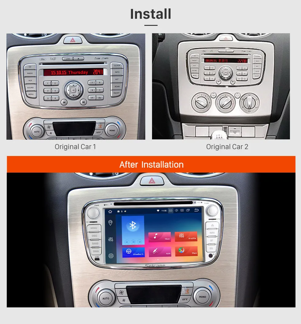 Clearance Seicane 2Din Android 8.0 7" Car Radio GPS Multimedia Player Head Unit For Ford Focus TRANSIT CONNECT MONDEO S-max 5