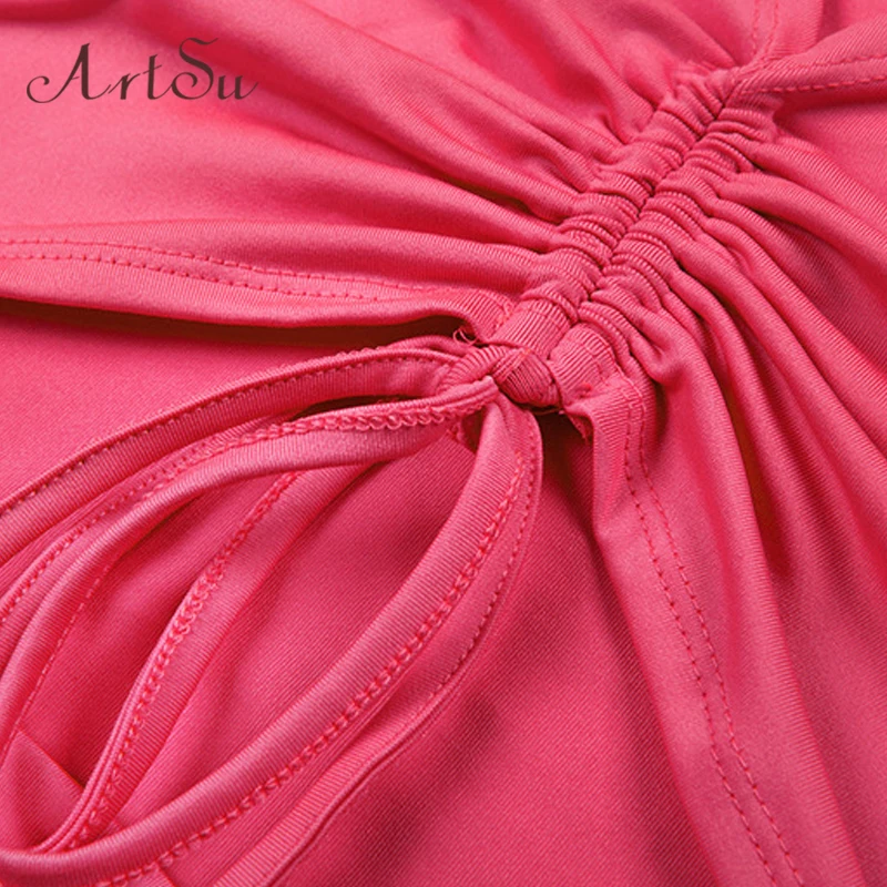 Женская неоновая футболка ArtSu зеленый укороченный Топ с длинным рукавом и V