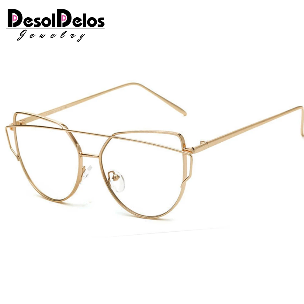 Spectacle Gold Frames Eye Clear Lens Glasses Frame Women Optical Cat Eye Eyewear Eyeglasses Glasses for Women Gift 2019