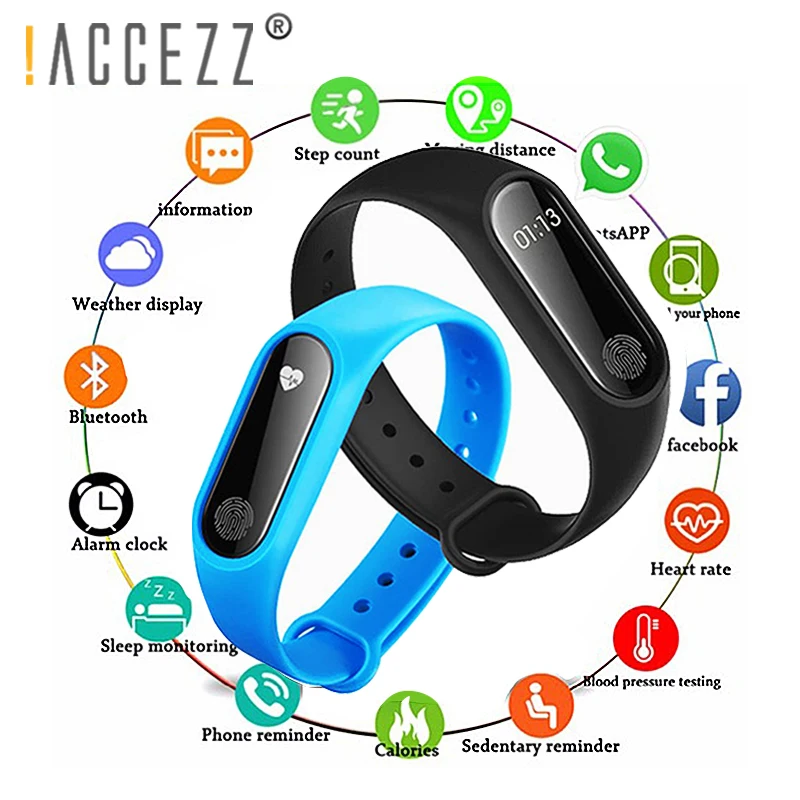 ! ACCEZZ Смарт часы браслет Bluetooth для IOS iPhone счетчик шагов кровяное давление монитор