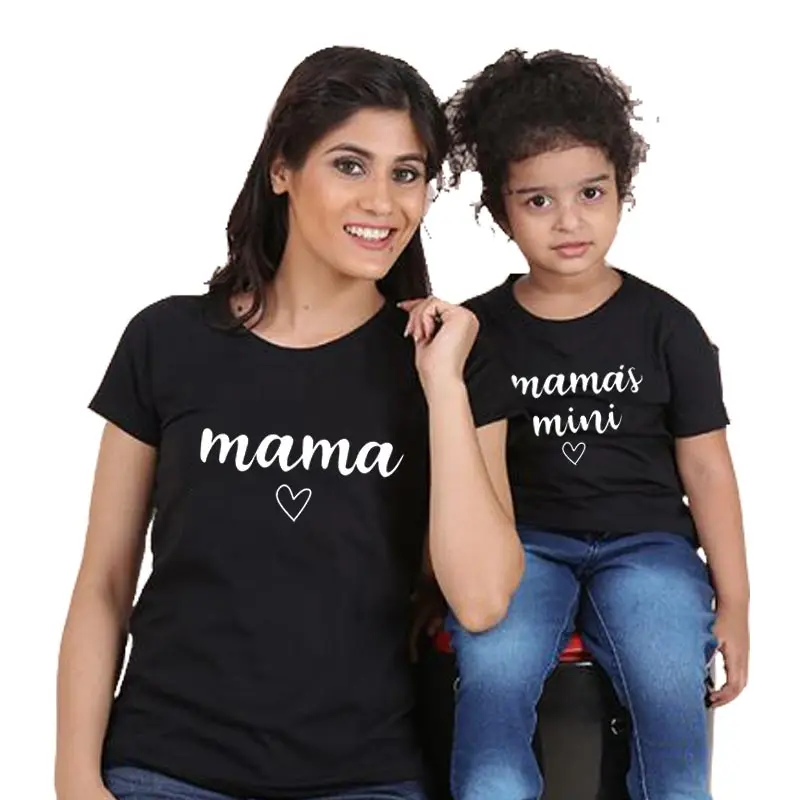 Одежда «Мама и я» семейная футболка для мамы, одежда для малышей одинаковые комплекты для мамы и дочки, одинаковые комплекты для мамы и дочки, для мамы и дочки - Цвет: black