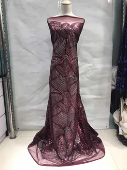 

Wedding African Lace Fabric With Glitter Sequins High Quality Nigerian Lace Fabric with Sequins Fabric For Wedding JL041