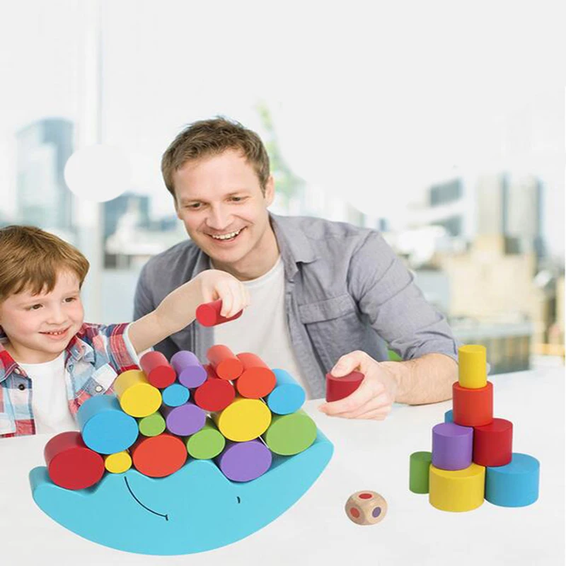 Обучающие игрушки Монтессори для детей, балансировка Луны, деревянные строительные блоки, рамка на баланс Развивающая игра, Игрушка