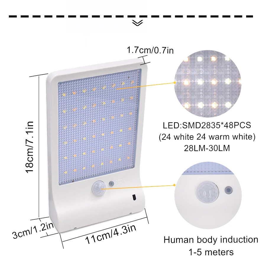 Upgraded 48 leds Solar Light Color Adjustable With Controller Three Modes Waterproof Lamp Lights For Outdoor Garden Wall Street solar led street light