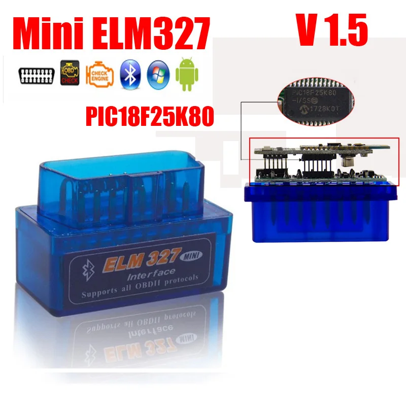 

Super ELM327 V1.5 Chip PIC18F25K80 mini V2.1 OBD2 ELM 327 Bluetooth Adapter Android/Symbian/pc on OBD2 OBD II Protocol FW V1.5