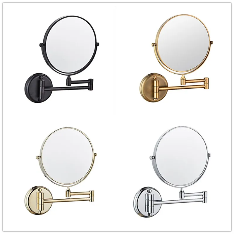 LIUYUE Makeup Mirror Copper Antique Bathroom Mirrors 3 x Magnifying Mirror Folding Shave 8 