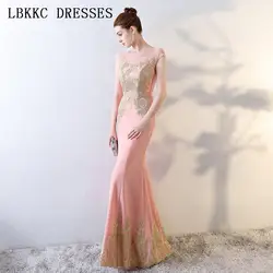Русалка атласная выходные платья без рукавов Гала Jurken аппликации Vestido Formatura Длинное Элегантное платье для выпускного вечера женское