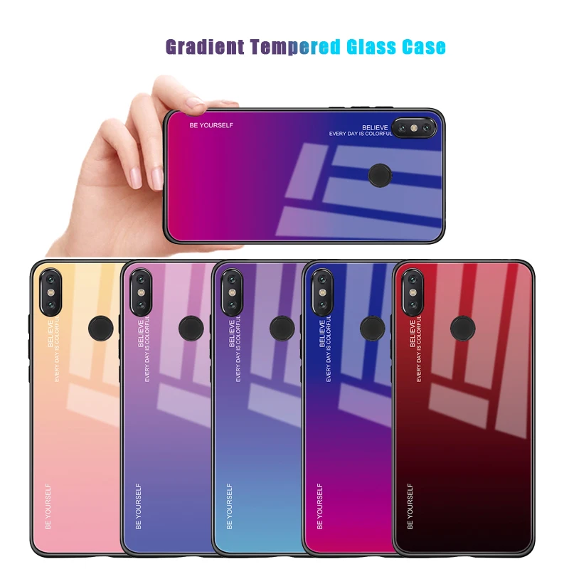 

Gradient Tempered Glass Case For Xiaomi Pocophone F1 Mi 8 6 A2 Lite A1 9 Mi8 Mi6 Mi9 Redmi Note 5 6 Pro 7 Mi6X Phone Case Cover