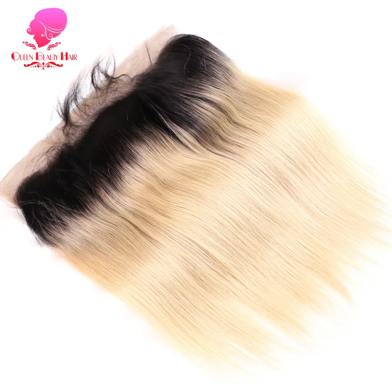QUEEN BEAUTY 1B/613 блонд Омбре пряди с закрытием фронтальные бразильские Прямые Remy