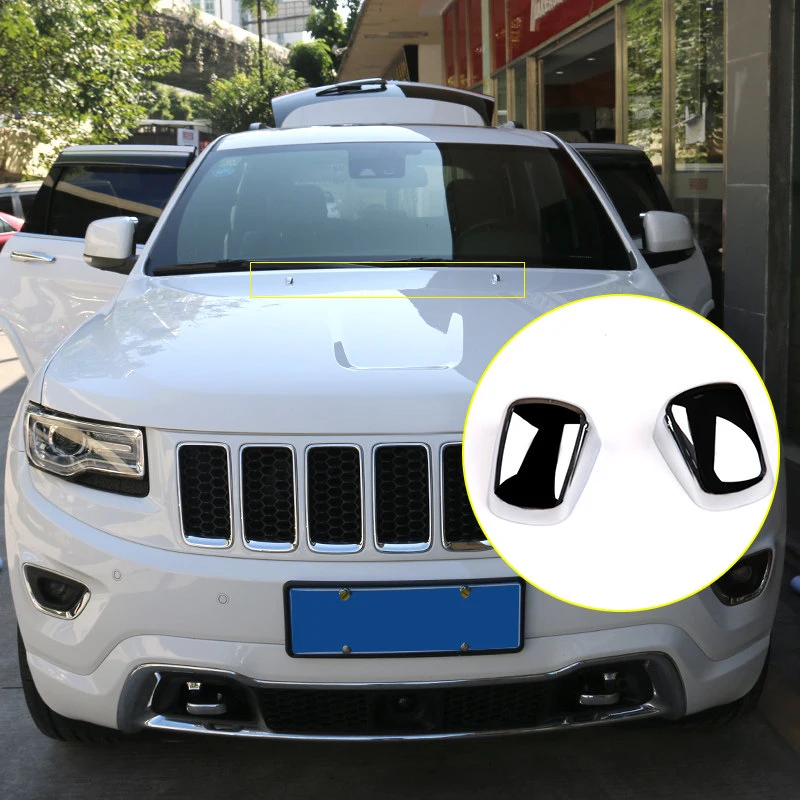 Us 10 38 16 Off For Jeep Grand Cherokee 2014 2015 2016 2017 2018 Abs Chrome Front Glass Cleaning Engine Water Spray Nozzle Cover Trim 2pcs In