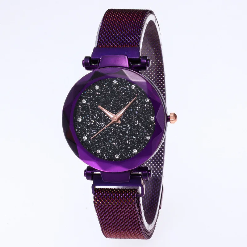 

6 Color Watch Women Starry Sky Fashion Casual Magnet Stone Ladies Watch Magnet Milan Strap Female Quartz Watch