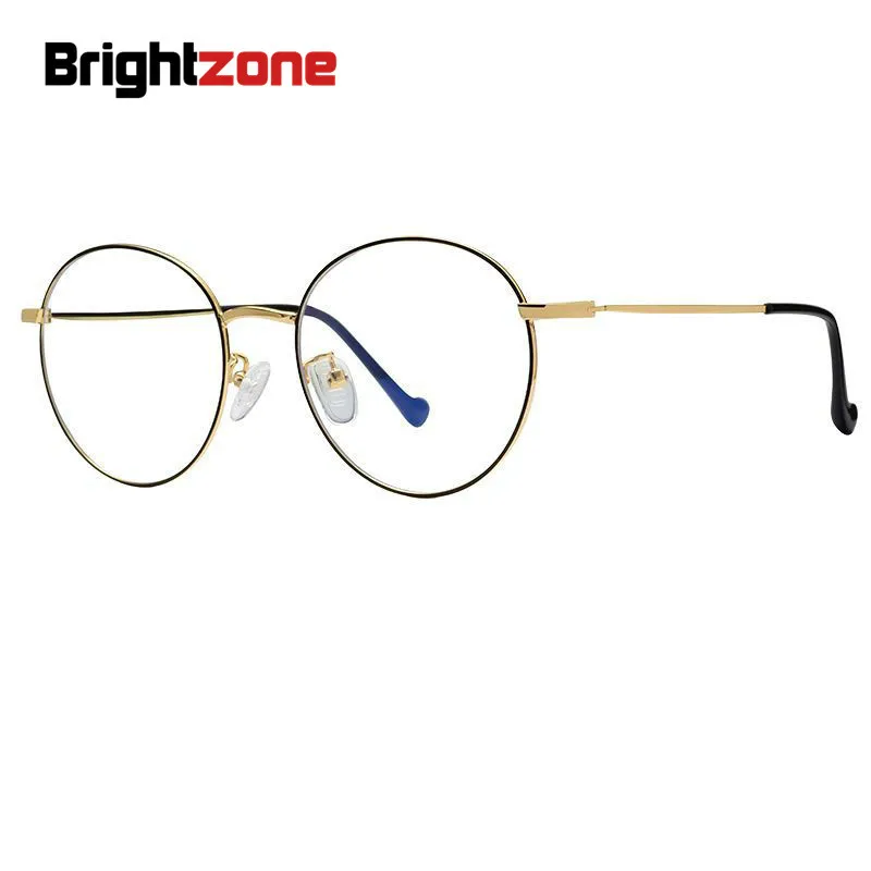 Brightzone анти голубое освещение прозрачная оптика очки от близорукости компьютерный Человек Круглый оправа женские модные очки - Цвет оправы: Gold Black