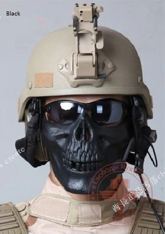Маски скелетов военный Пейнтбол призрак тактическая Балаклава Хэллоуин Страйкбол Череп армии съемки на половину лица маска M03