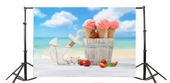 

Photography Backdrop Seaside Ice Cream Strawberry Blue Sky White Cloud