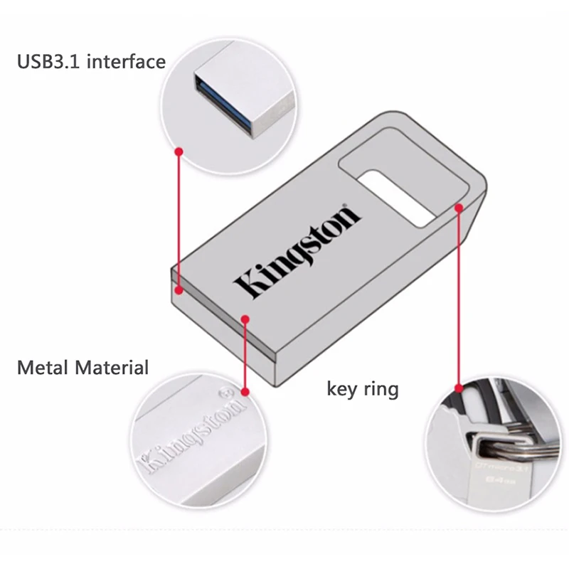 Kingston 32Ggb USB флеш-накопитель 128gb USB 3,1 флеш-накопитель металлический cle Pendrive 64gb флеш-накопитель 16gb U диск