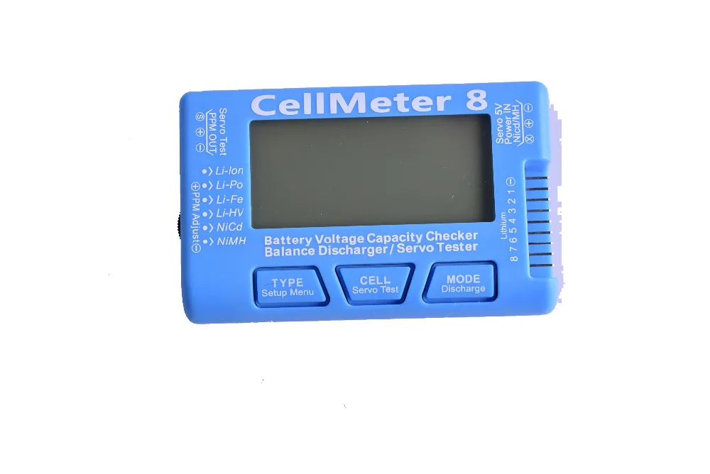 

CellMeter RC CellMeter8 Battery Brushless Motor Servo Checker Tester 2S-8S LiPo Life Li-ion NiMH Nicd