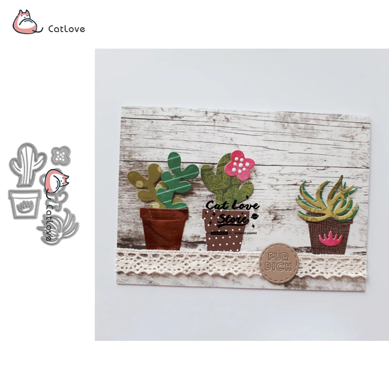 

Cactus Potted Plant Metal Cutting Dies Stencil For DIY Scrapbooking Paper Card Decorative Craft Dies Embossing Die Cuts New 2019