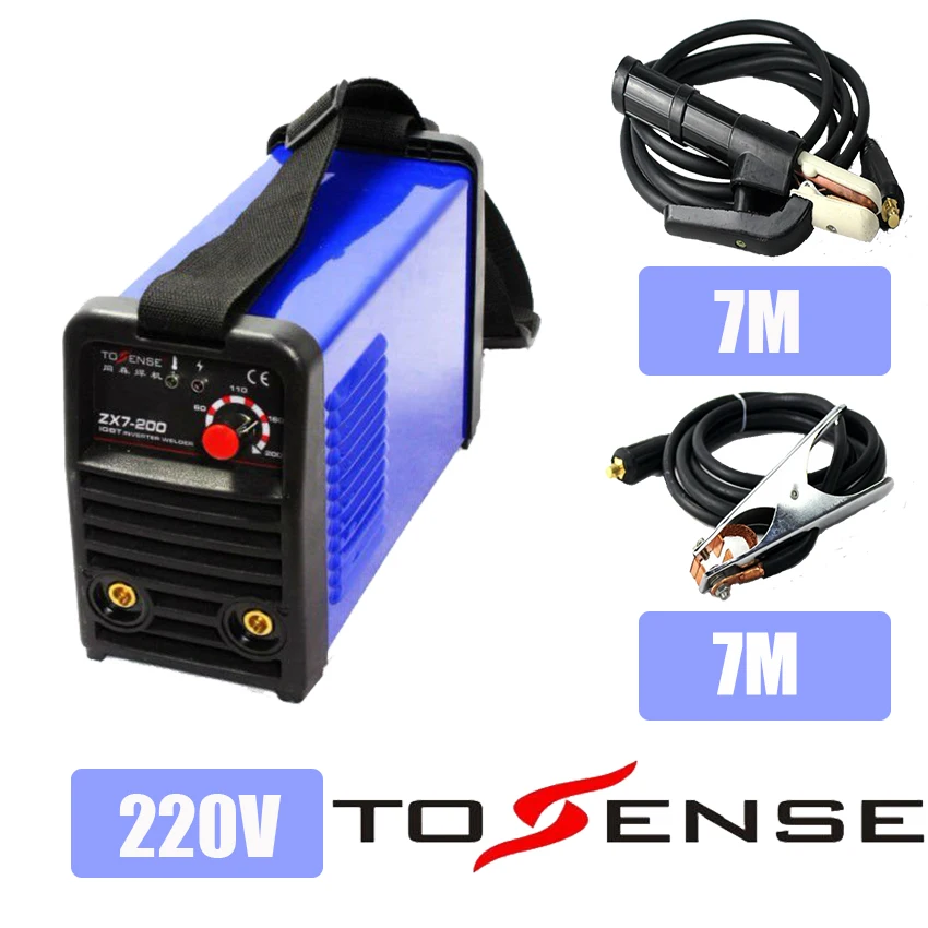 

220V Single Voltage ARC MMA Welding Machine ZX7-200 200A Phase Welder DC Inverter Digital Dsplay Longer Ground Clamp & Holder 7M