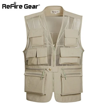 

Casual Summer Breathable Mesh Vest Men Fast Dry Photographer Sleeveless Jacket Lightweight Quick Dry Multi-Pocket Bicycle Vest