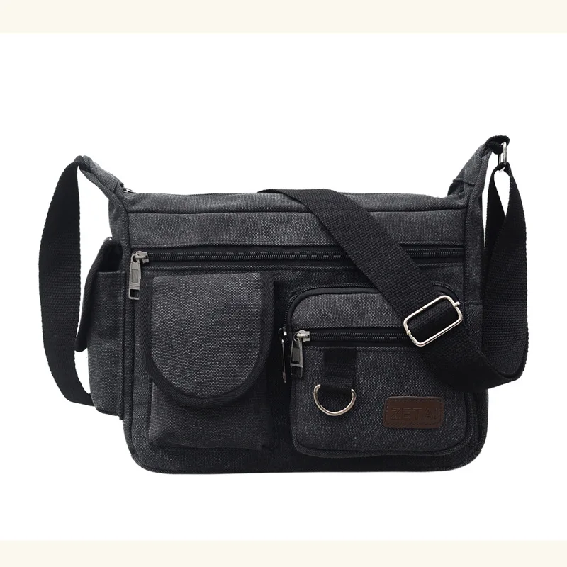  Canvas Shoulder Bags for Men Solid Colors Messenger Bags Strong Fabric Bags Vintage Style Crossbody - 32954525640