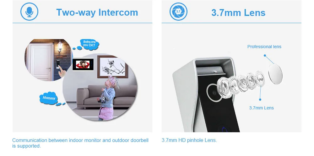 Top Homefong 720P  Video Door Phone Intercom System with Waterproof Doorbell Camera 6 Indoor Monitors 7 Inch Indoro Monitor Record 18