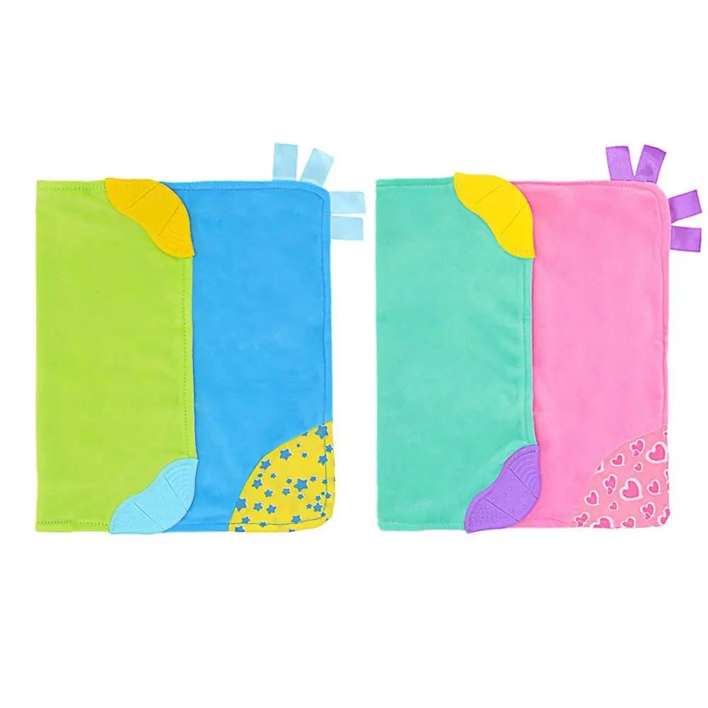 

Soft Baby Comforting Towel with 4 Silicone Corner Teether Baby Blanket Toys Baby Plush Appeasing Towel