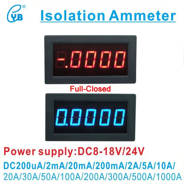 

YB5145BI DC Isolation Ammeter LED Digital Current Meter Amp Panel Meter Ampere Tester 5 digit 200uA 200mA 10A 30A 50A 100A 500A