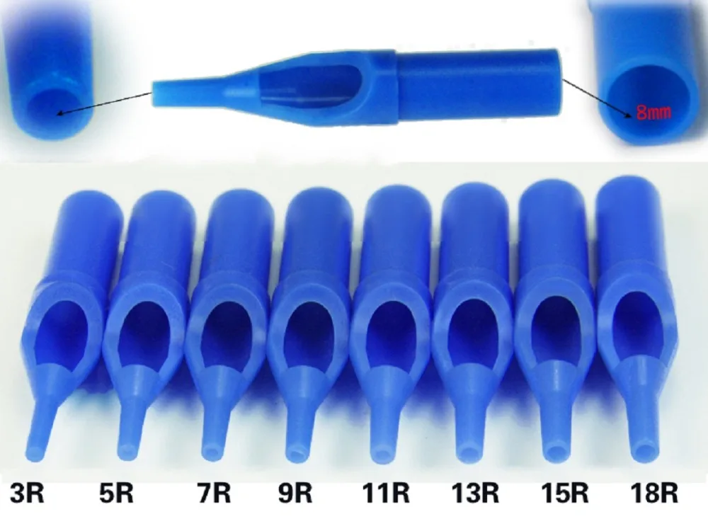 

50PCS Round Size 5 Blue Disposable Short Tattoo Tips Nozzle Supply TT-006L-5RT